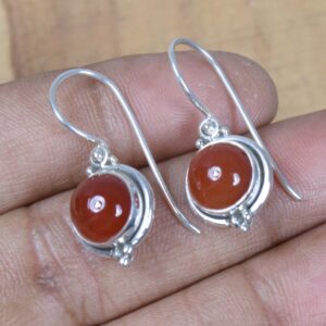 Red Carnelian Sterling Silver Earrings: Handmade August Birthstone Jewelry