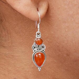 Red Carnelian Sterling Silver Hook Earrings: Handmade Gemstone Jewelry