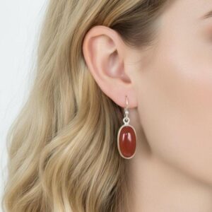 Red Carnelian Sterling Silver Hook Earrings - August Birthstone