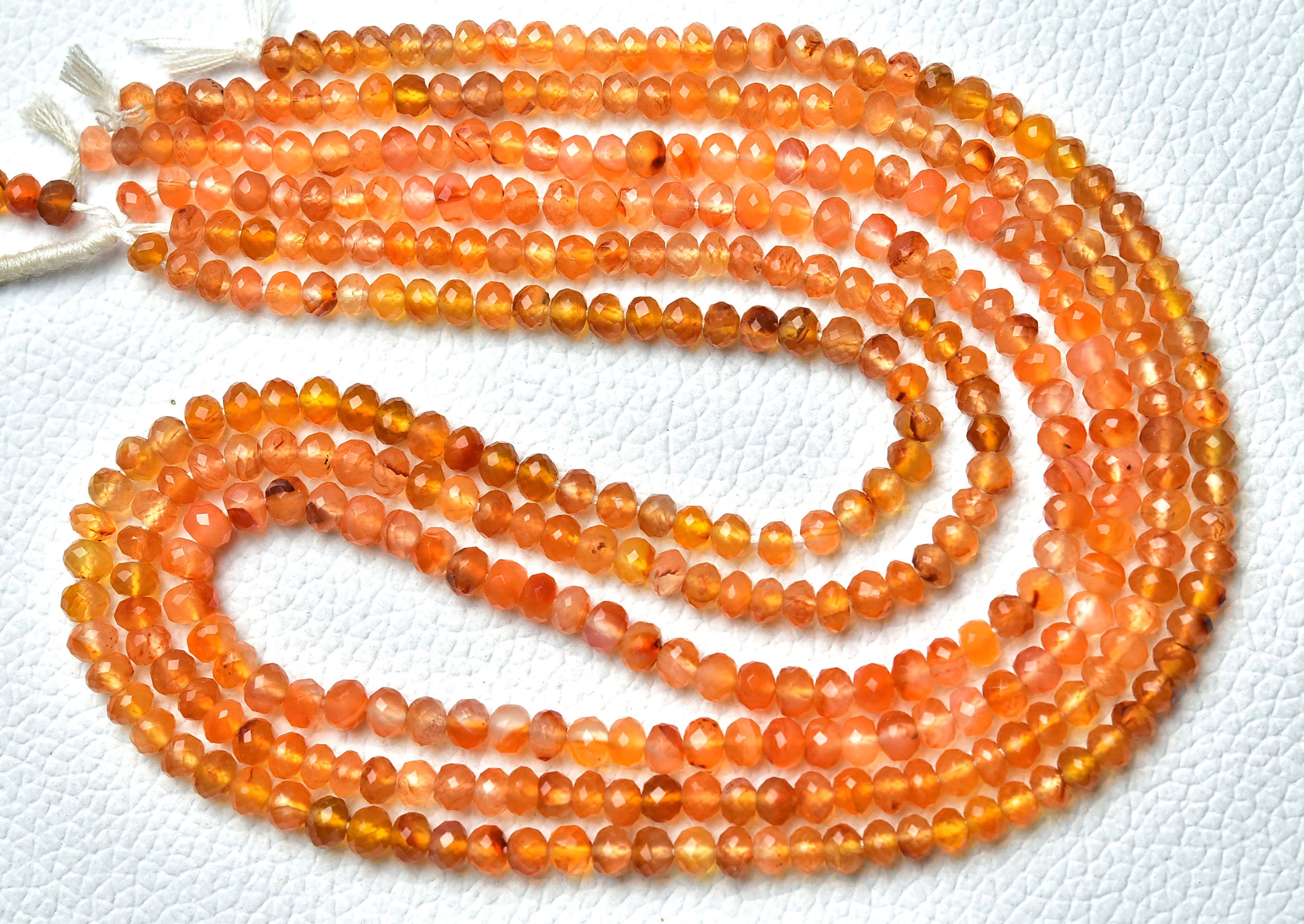 16 Inches Strand Natural Carnelian Rondelle 4mm To 4.5mm Faceted Rondelle Gemstone Beads Superb Carnelian Beads Rondelles Jewelry No6535