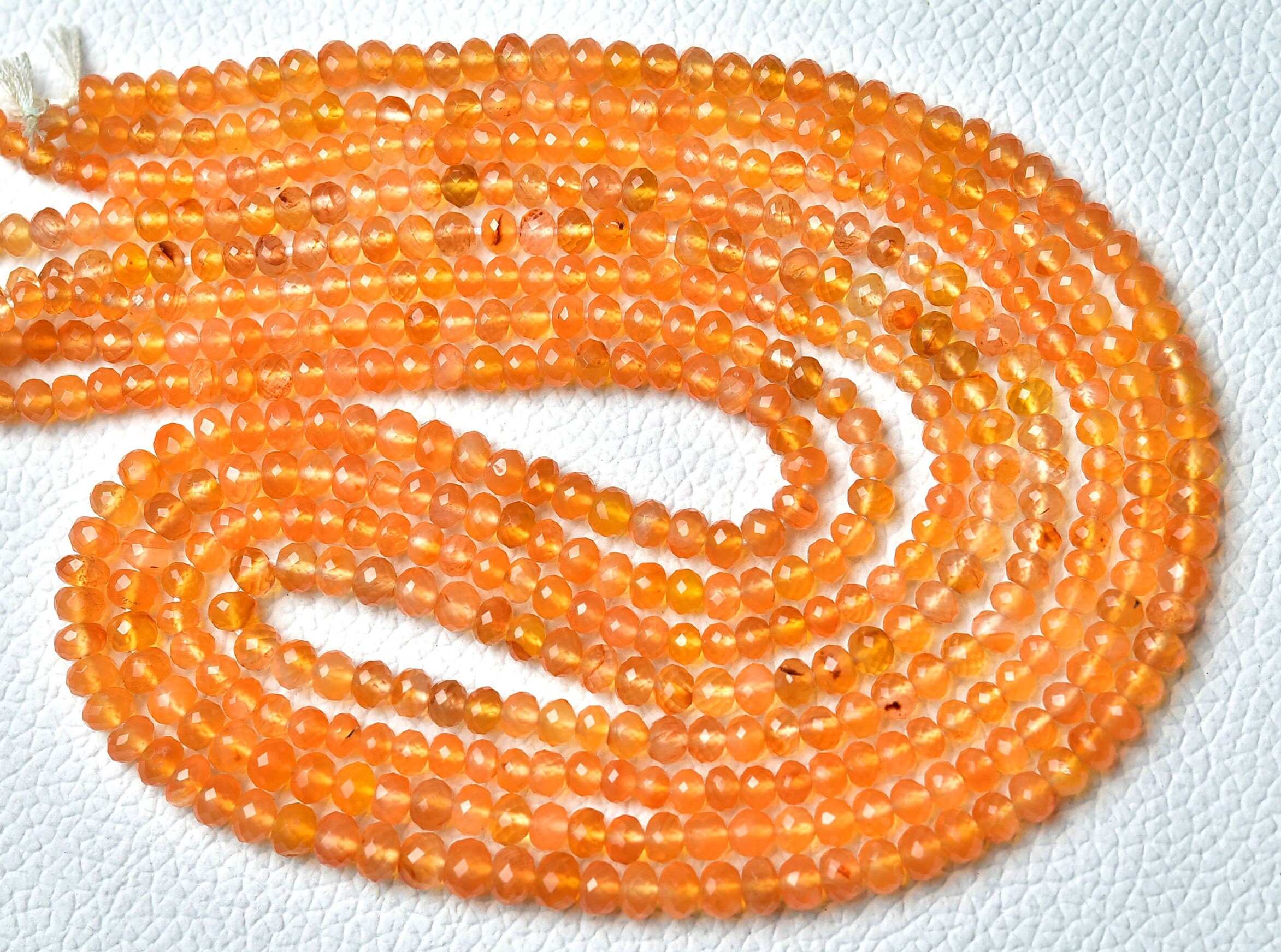 16 Inches Strand Natural Carnelian Rondelle 4mm To 4.5mm Faceted Rondelle Gemstone Beads Superb Carnelian Beads Rondelles Jewelry No6511