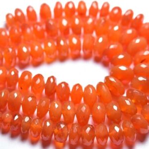 7.5 Inches - Natural Beautiful Very Finest Quality Faceted Carnelian Rondelles - Size Is 8.5-11 Mm #1549