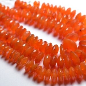 Carnliean German Cut Rondelle Beads - 5 Inches - Natural High Quality Faceted German Cut Carnelian Rondelle - Size Is 8-11 Mm #1912