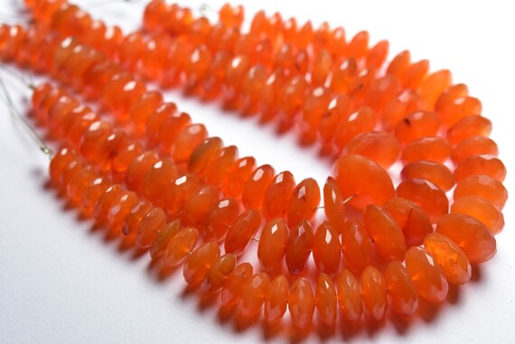 Carnliean German Cut Rondelle Beads - 5 Inches - Natural High Quality Faceted German Cut Carnelian Rondelle - Size Is 8-11 Mm #1912