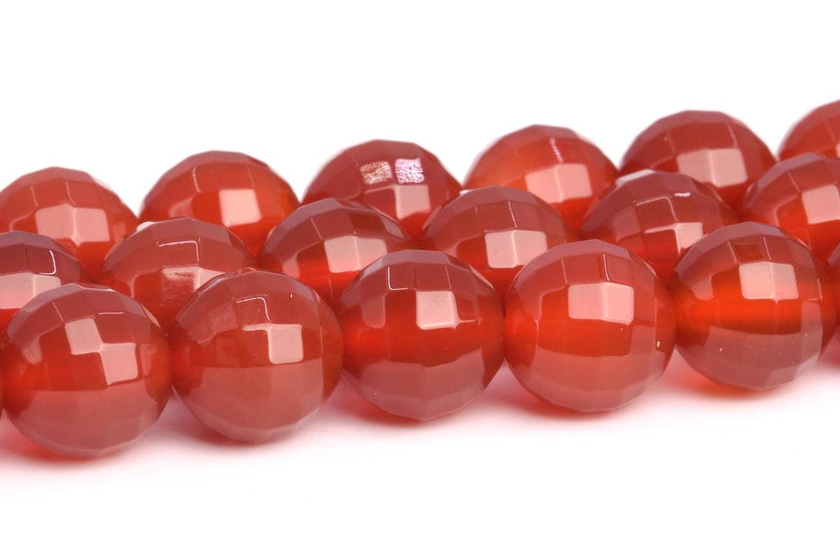 8mm Carnelian Beads Grade Aaa Genuine Natural Gemstone Micro Faceted Square Cut Round Loose Beads 15" Bulk Lot 1,3,5,10 And 50 (103114-671)