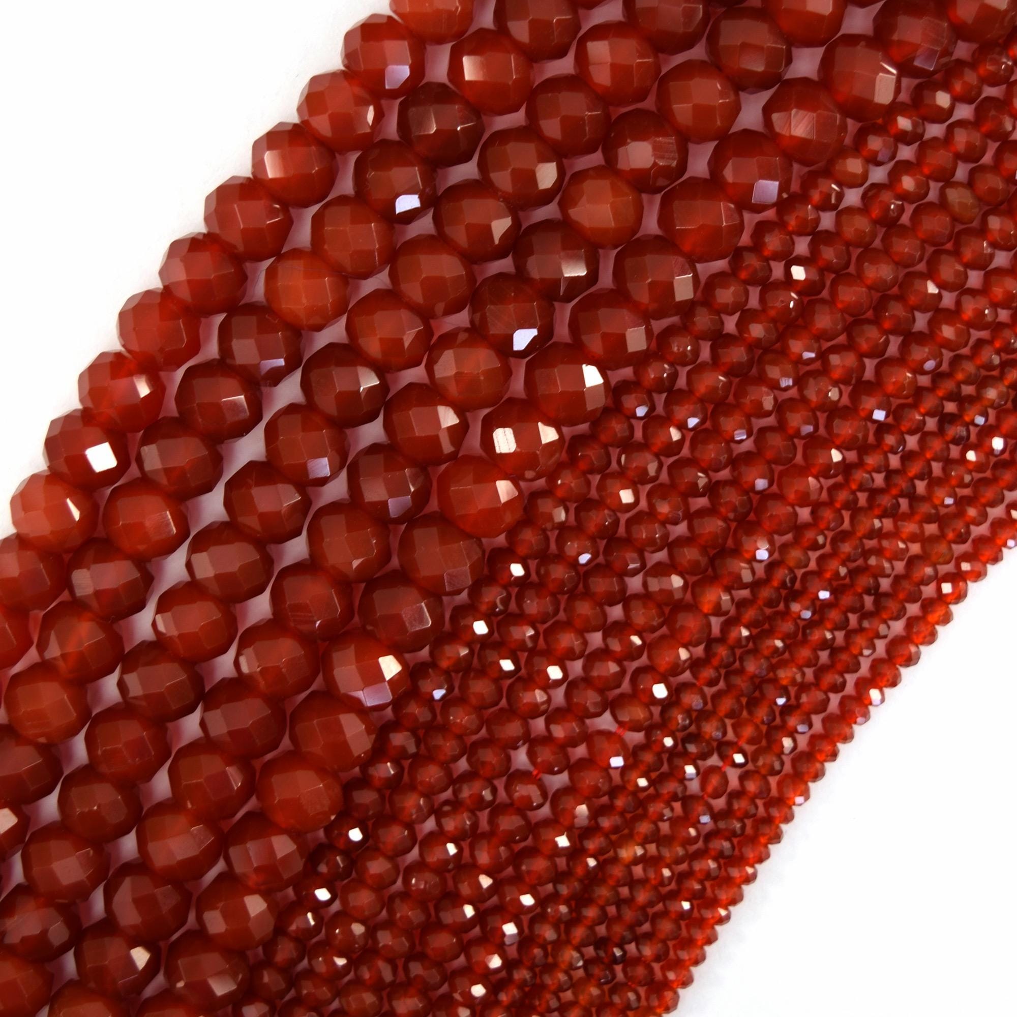Aa Faceted Red Carnelian Rondelle Button Beads 15.5" Strand 3mm 4mm 8mm