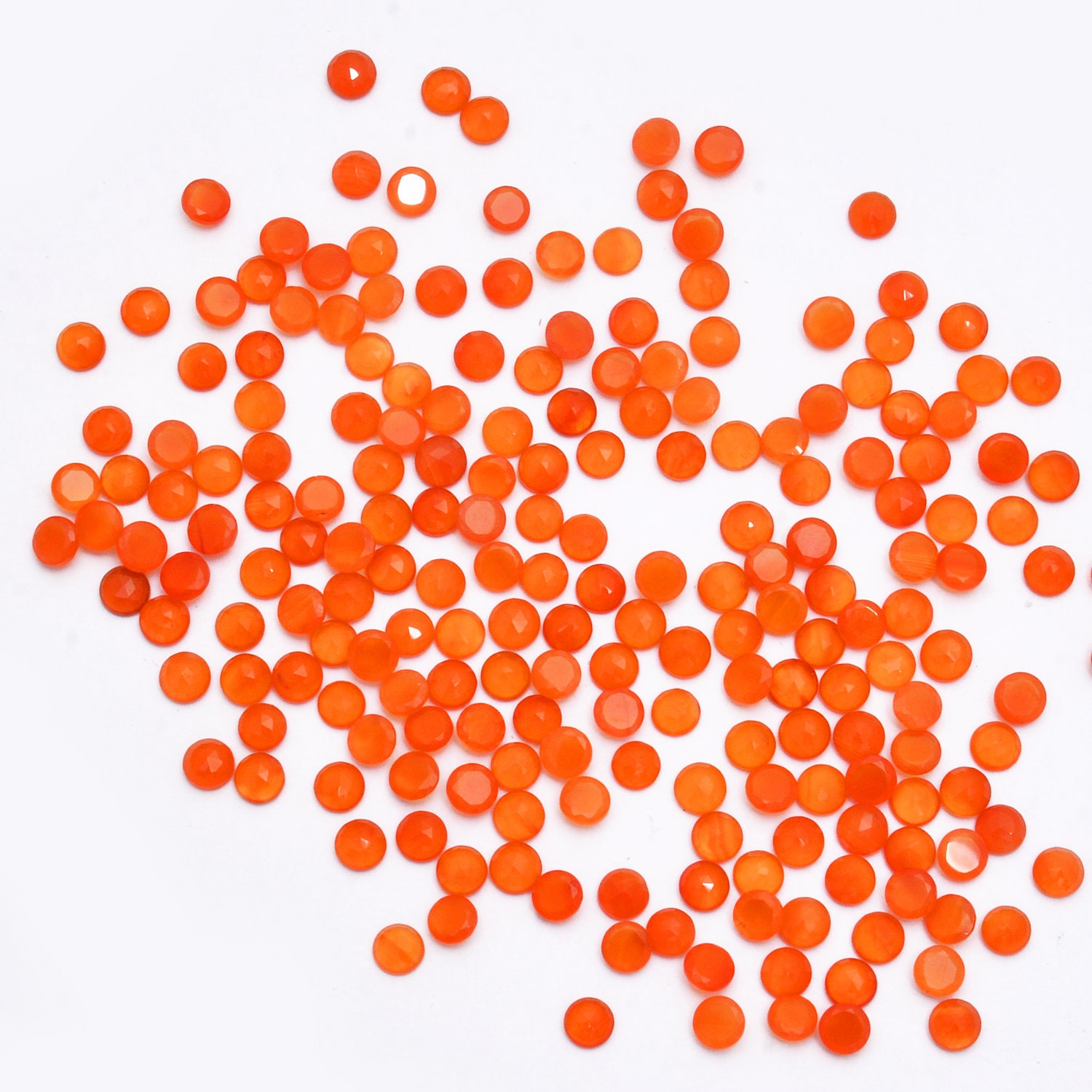 Aaa+ Carnelian Gemstone 4mm Round Faceted Loose Cabochon Lot | Natural Orange Carnelian Semi Precious Gemstone Round Rosecut For Jewelry