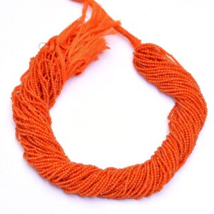 AAA+ Carnelian Gemstone Micro Faceted 2mm-3mm Beads | 13inch strand | Natural Orange Carnelian Semi Precious Gemstone Tiny Beads for Jewelry