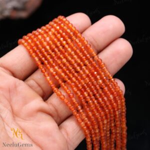 Aaa+ Natural Carnelian Microcut Faceted Beads,3.2-3.3 Mm Orange Carnelian Tiny Rondelle Beads,13"gemstone Beads For Handmade Jewelry