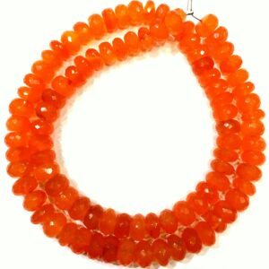 AAA Natural Carnelian Faceted Rondelle Beads: 8mm Orange Gemstone, 18 Inch Strand