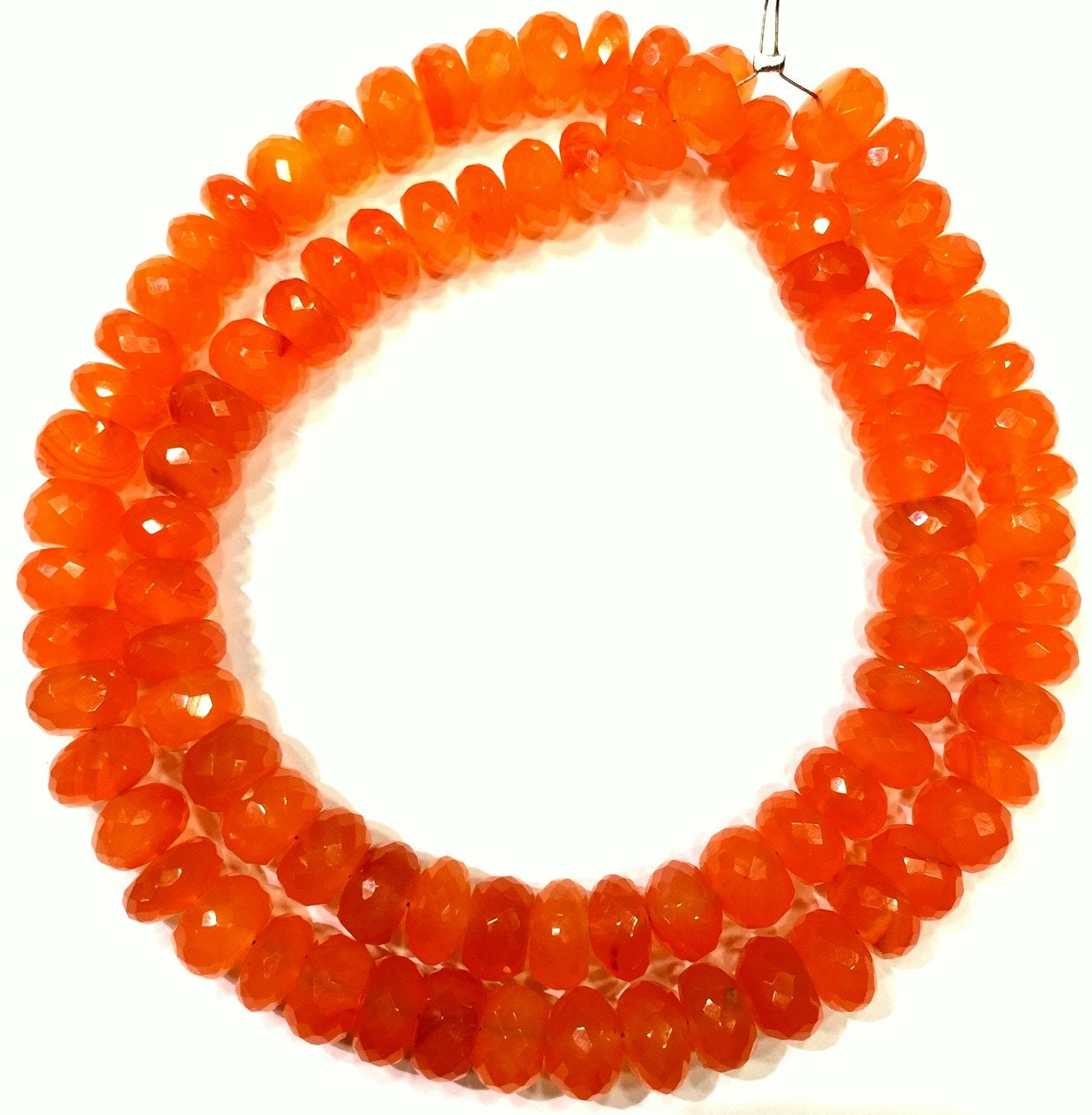 Aaa Natural Carnelian Faceted Rondelle Beads: 8mm Orange Gemstone, 18 Inch Strand