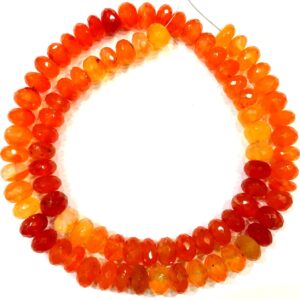 AAA~Natural Carnelian Faceted Rondelle Beads Shinning Carnelian Gemstone Beads Shaded Rondelle Beads Strand 8.MM Rondelle Carnelian String.