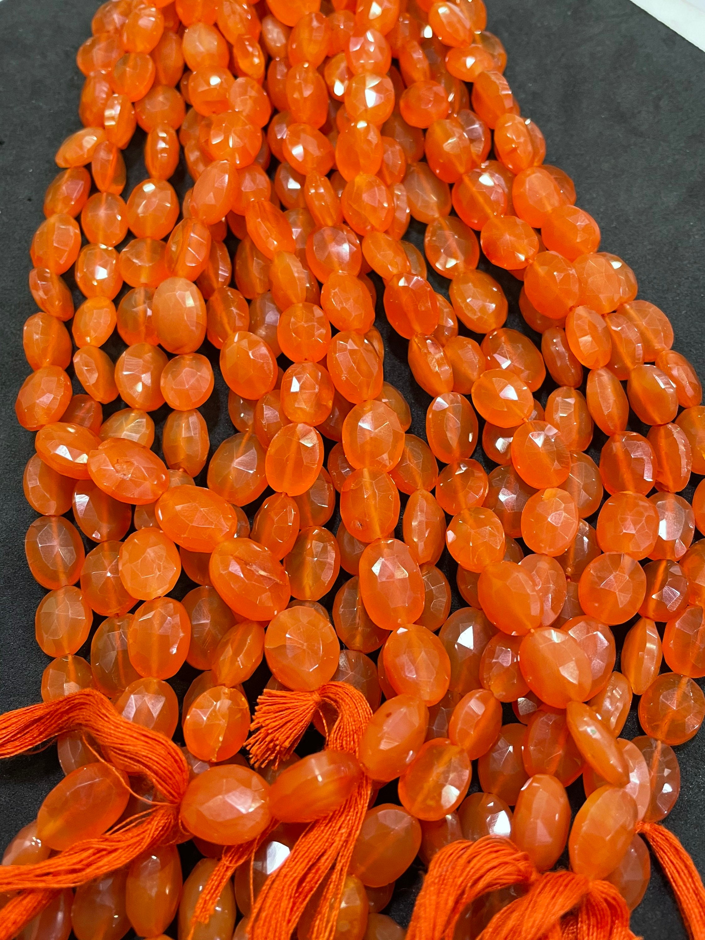 Beautiful Natural Carnelian Oval Faceted Beads 8/10 Mm Approx 9 Inches Carnelian Gemstone Beads Orange Carnelian
