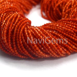 Faceted Carnelian Gemstone Beads: 2mm Orange Rondelle, 12.5" Strand