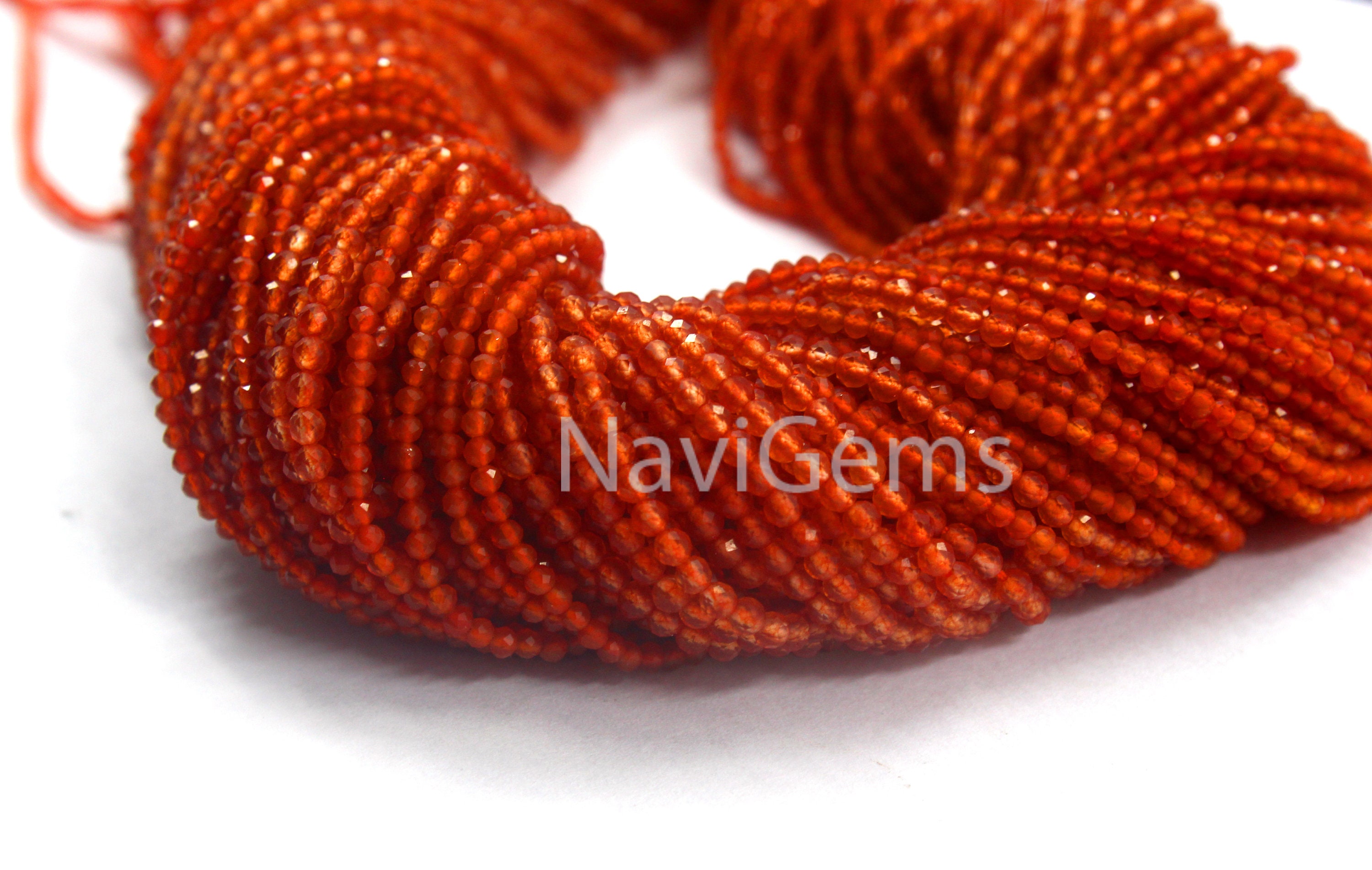 Faceted Carnelian Gemstone Beads: 2mm Orange Rondelle, 12.5" Strand