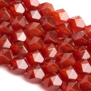Genuine Natural Red Carnelian Loose Beads Star Cut Faceted Shape 7-8mm 9-10mm