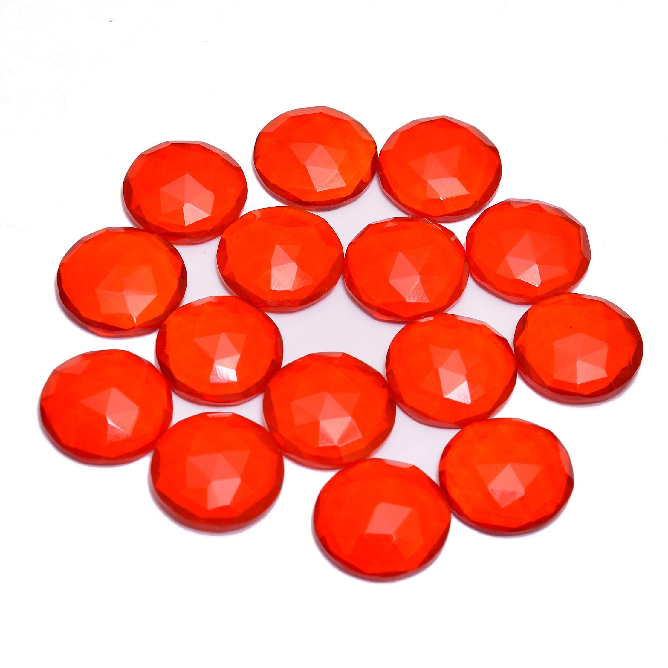 Carnelian Hydro Quartz Round Rose Cut Lot | 16mm Round Faceted Cabochon | Carnelian Color Quartz Loose Gemstone For Jewelry ~ Hydro Rose Cut