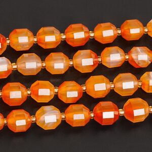 Natural Orange Red Carnelian Gemstone Grade Aaa Faceted Bicone Barrel Drum 10x9mm Loose Beads