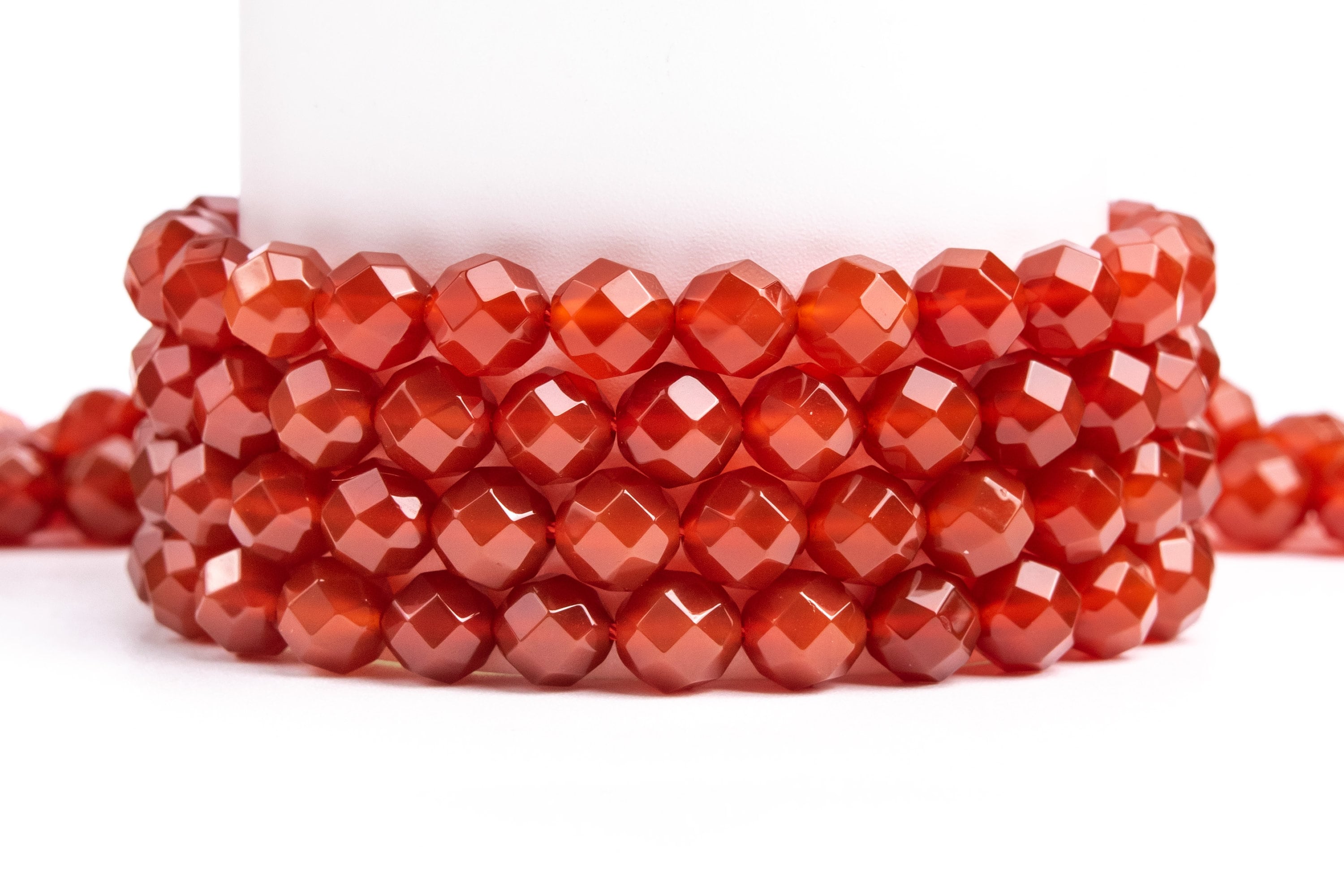 Natural Red Carnelian Gemstone Grade Aaa Faceted Round Square Cut 8mm Loose Beads