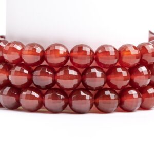 Natural Red Carnelian Gemstone Grade Aaa Micro Faceted Square Cut Round 9-10mm Loose Beads