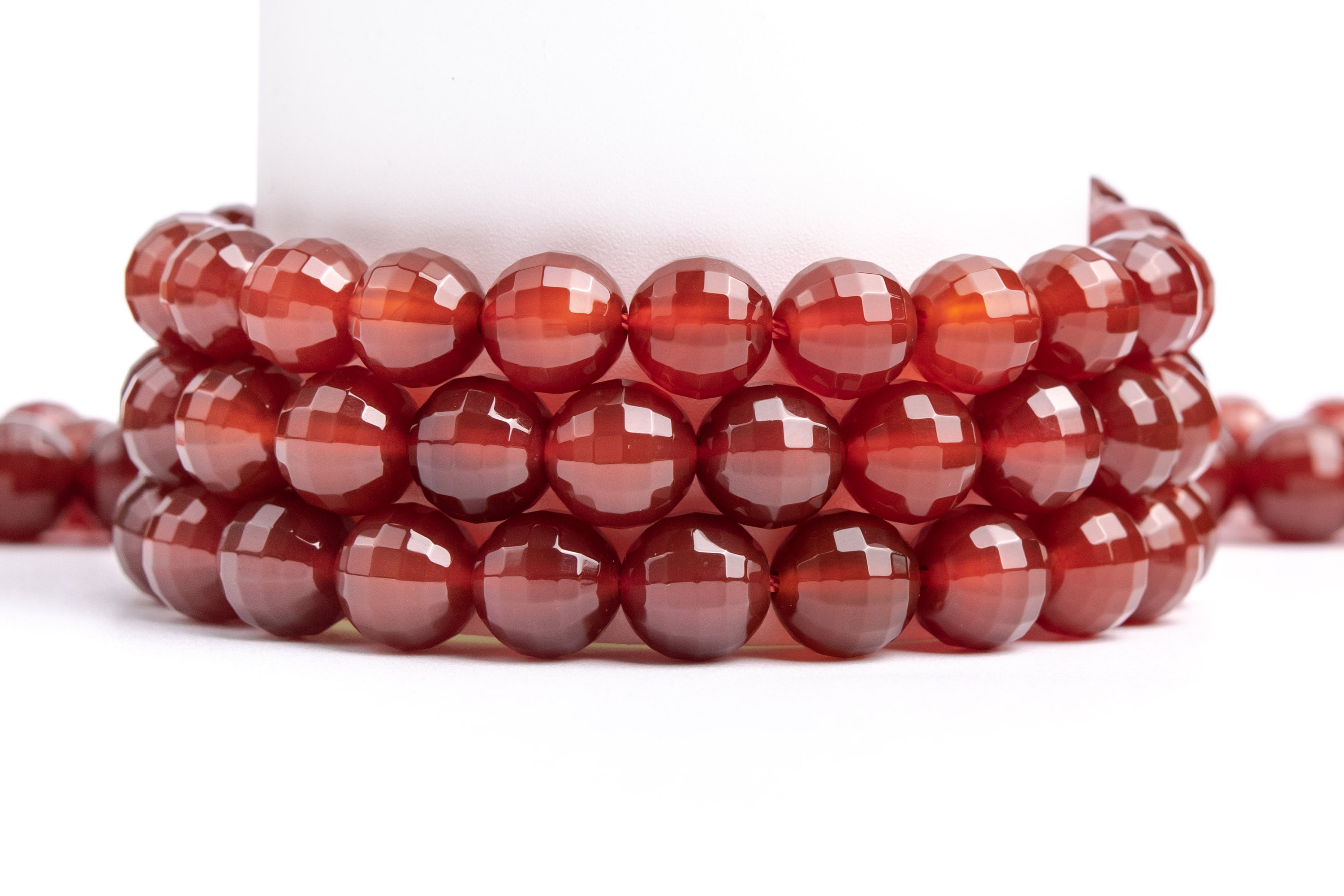 Natural Red Carnelian Gemstone Grade Aaa Micro Faceted Square Cut Round 9-10mm Loose Beads