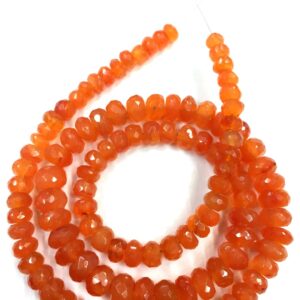 Natural Carnelian Faceted Rondelle Beads 6-7.MM Carnelian Gemstone Beads Jewelry Making Beads Top Quality 18" Strand