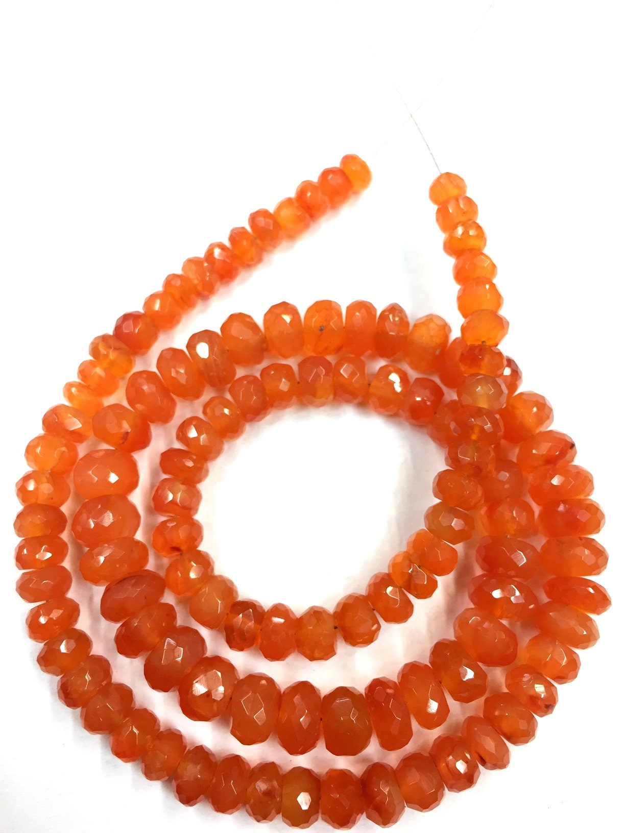 Natural Carnelian Faceted Rondelle Beads 6-7.mm Carnelian Gemstone Beads Jewelry Making Beads Top Quality 18" Strand