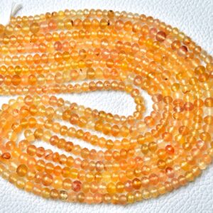 Natural Carnelian Rondelle Beads 4mm To 4.5mm Faceted Rondelle Gemstone Beads Jewelry Carnelian Beads Wholesaler 16 Inch Strand No6510