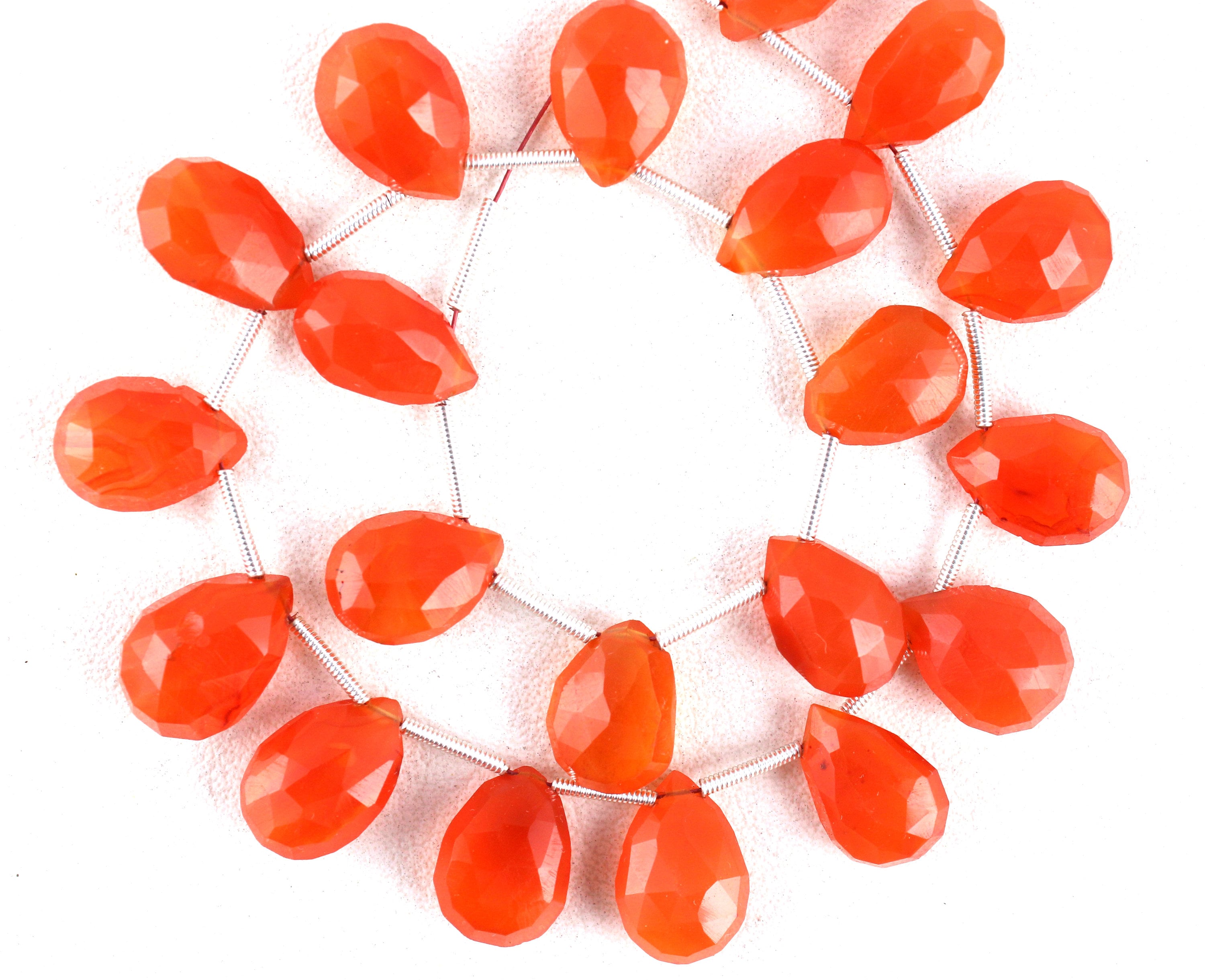 Faceted Pear Carnelian Beads: Aaa Quality Gemstone Strand (9x14-10x15 Mm) Faceted Pear Carnelian Beads: Aaa Quality Gemstone Strand (9x14-10x15 Mm)