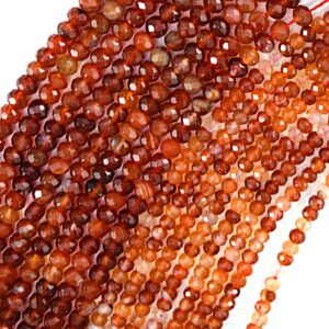 Faceted Red Orange Carnelian Rondelle Button Beads 15" Strand 2x3mm 3x4mm Faceted Red Orange Carnelian Rondelle Button Beads 15" Strand 2x3mm 3x4mm