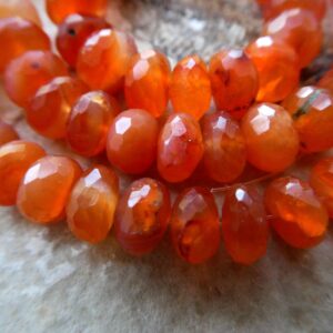 Carnelian Rondelle Faceted 8mm Beads-4in Strand Gemstone- Jewelry Making-craft Natural Beads