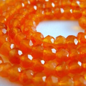 Carnelian Rondelles, Aaa Genuine Micro Faceted Gemstones Beads Approx , 3-3.5mm Select Your Length