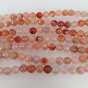 Carnelian faceted round beads 10mm. Gemstone beads. Full strand 14.75''
