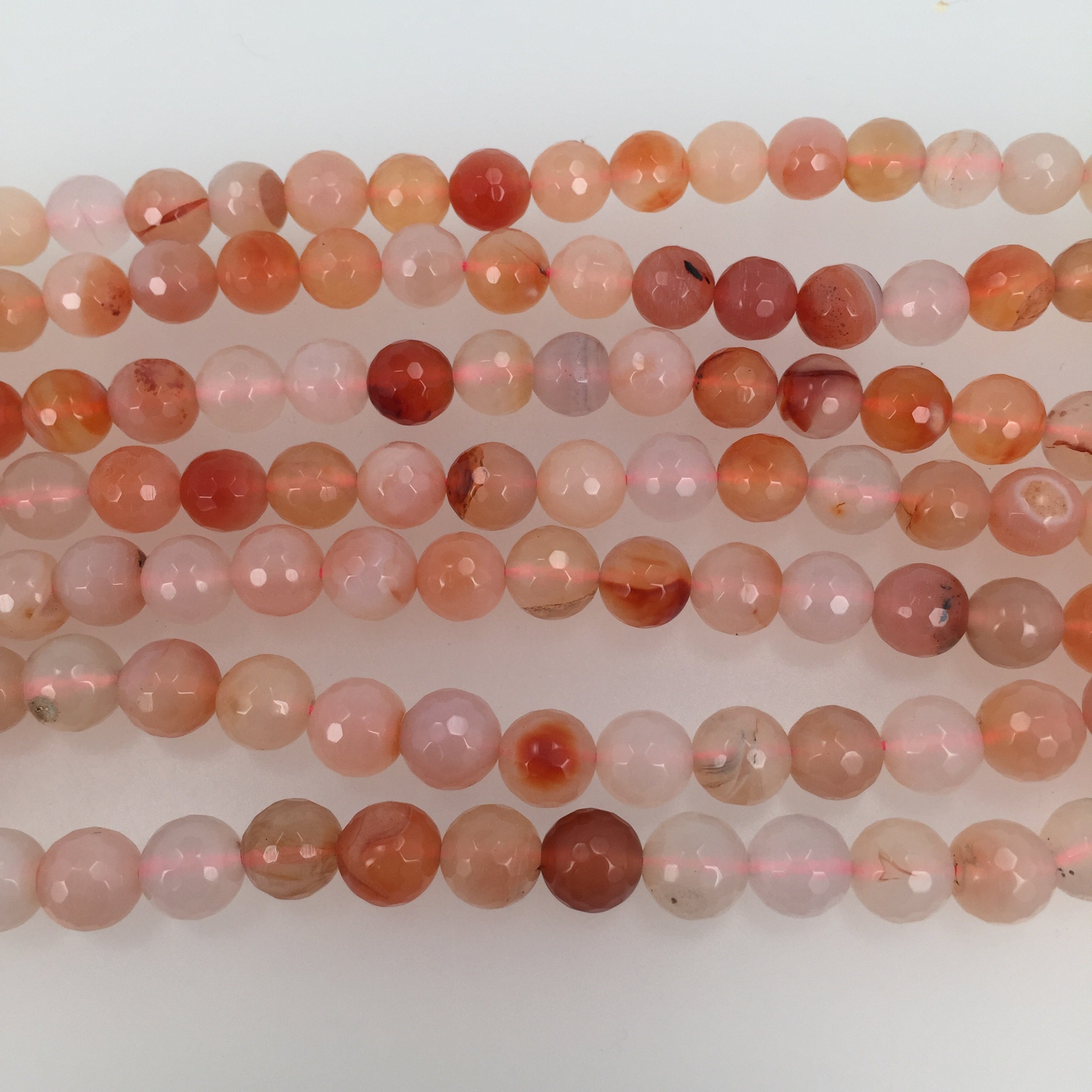 Carnelian Faceted Round Beads 10mm. Gemstone Beads. Full Strand 14.75''
