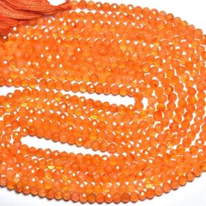 Super Quality Carnelian Rondelle Beads - 13 Inches - Natural Beautiful Faceted Carnelian Rondelle Strand - Size Is 3.5 Mm #1908
