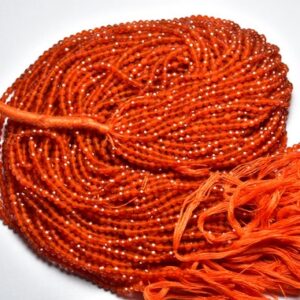 Superb Carnelian Rondelle Beads - 13 Inches - Natural Most Beautiful Micro Cut Faceted Carnelian Rondelle - Size Is 3 Mm #1525