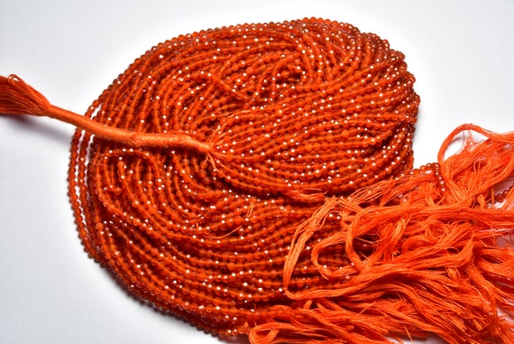 Superb Carnelian Rondelle Beads - 13 Inches - Natural Most Beautiful Micro Cut Faceted Carnelian Rondelle - Size Is 3 Mm #1525