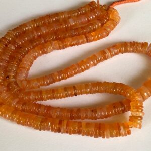 7-10mm Carnelian Plain Spacer Beads, Natural Carnelian Plain Tyre Beads, Orange Carnelian Wheel For Necklace (8in To 16in Options) - Ang33