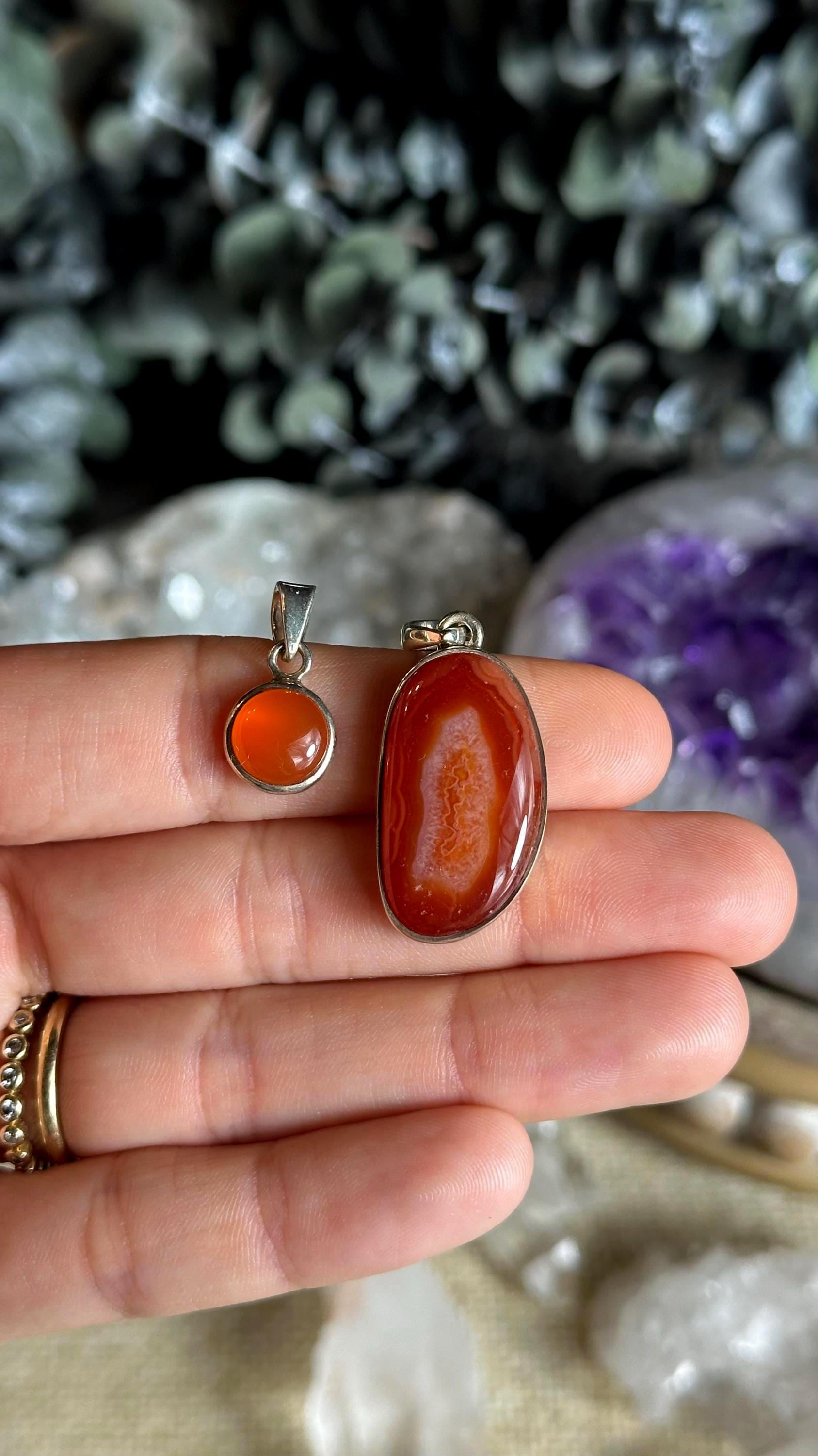 Carnelian Necklace, .925 Sterling Silver