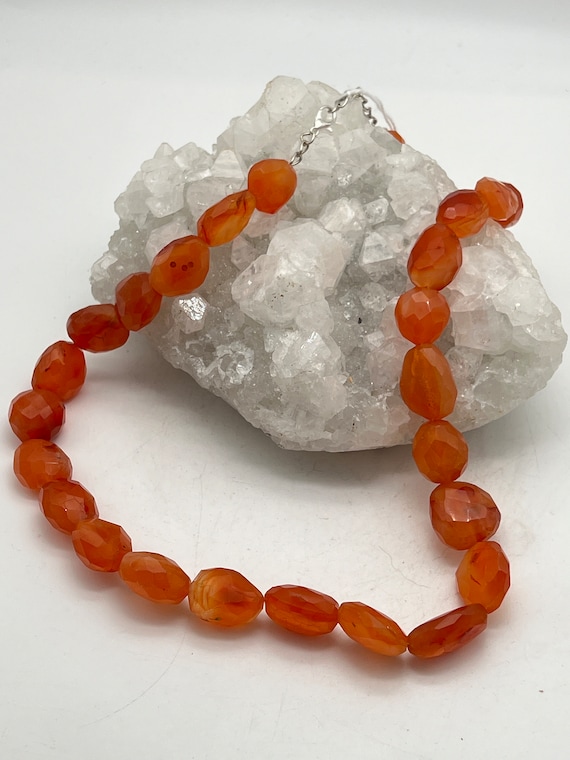 Abstract Faceted Carnelian Beaded Necklace