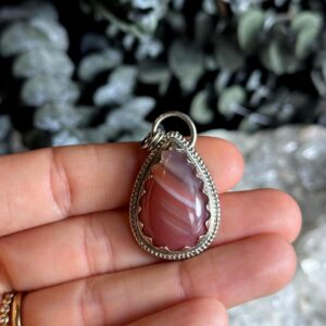 Banded Carnelian necklace, boho style .925 sterling silver Banded Carnelian necklace, boho style .925 sterling silver