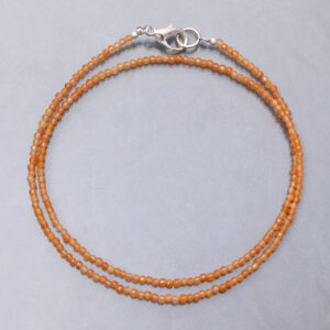 Carnelian Beaded Necklace, Micro Faceted Round Beads, 2.20mm Carnelian Beaded Necklace, Micro Faceted Round Beads, 2.20mm