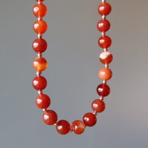 Carnelian Necklace Copper Beaded Captivating Orange Gems Carnelian Necklace Copper Beaded Captivating Orange Gems