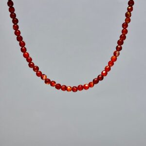 Carnelian Crystal Choker: 4mm Gemstone Faceted Bead Necklace