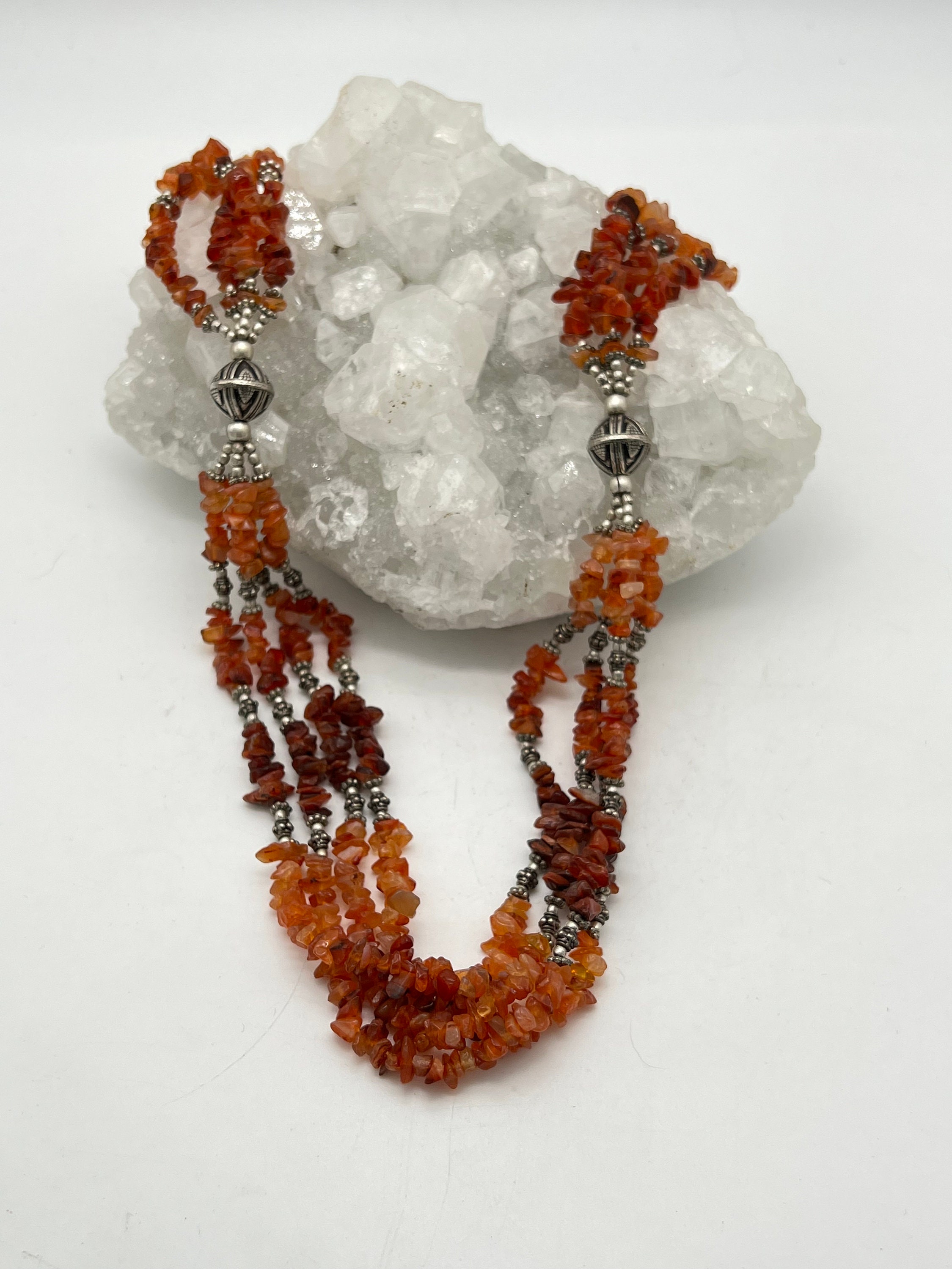 Four Strand Carnelian Necklace-21-22" Adjustable