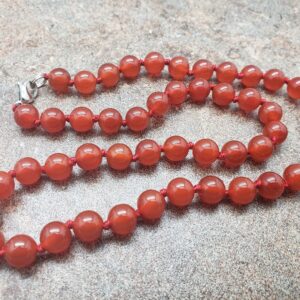 Carnelian Hand Knotted Necklace With Lobster Claw Clasp
