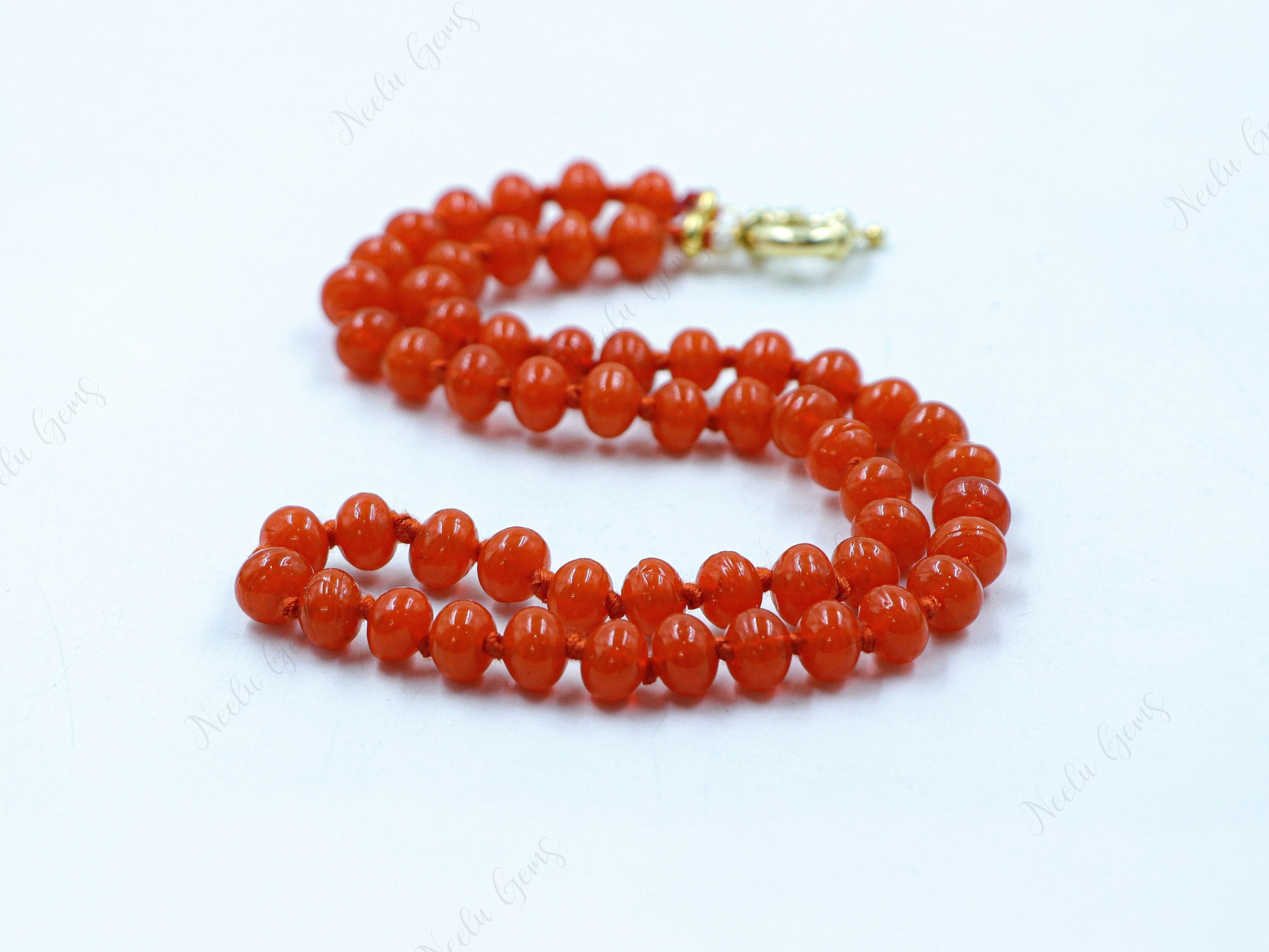 Hand-knotted Carnelian Quartz Necklace – Orange Rondelle Beads – Festival Jewellery, Boho Healing Stone Necklace