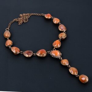 Handmade Electroformed Copper Carnelian Necklace - Adjustable Chain Handmade Electroformed Copper Carnelian Necklace - Adjustable Chain