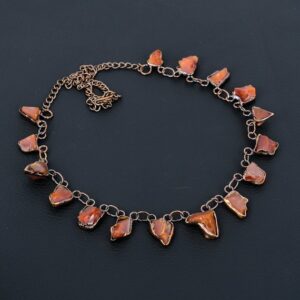 Handmade Electroformed Copper Carnelian Necklace - Adjustable Chain Handmade Electroformed Copper Carnelian Necklace - Adjustable Chain