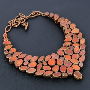 Handmade Electroformed Copper Carnelian Necklace, 18" Adjustable Chain Handmade Electroformed Copper Carnelian Necklace, 18" Adjustable Chain